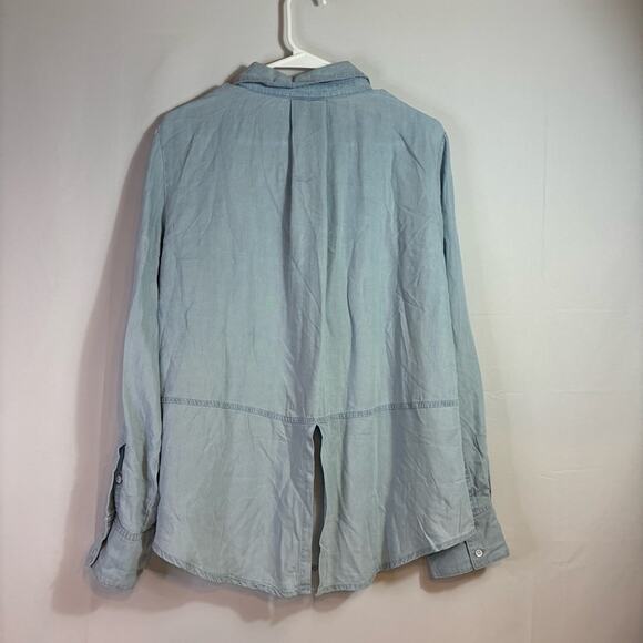 NWT Elie Tahari Blue Casual Button Down Tencel Shirt Size XL S0366 - Picture 2 of 8